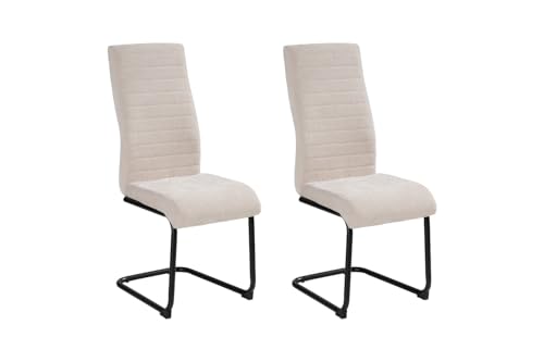 Home4You 2 Freischwinger - Beige - Schwarz - Webstoff - Metall - mit Quersteppung - 2er Set Home4You 2 Freischwinger - Beige - Schwarz - Webstoff - Metall - mit Quersteppung - 2er Set von Home4You
