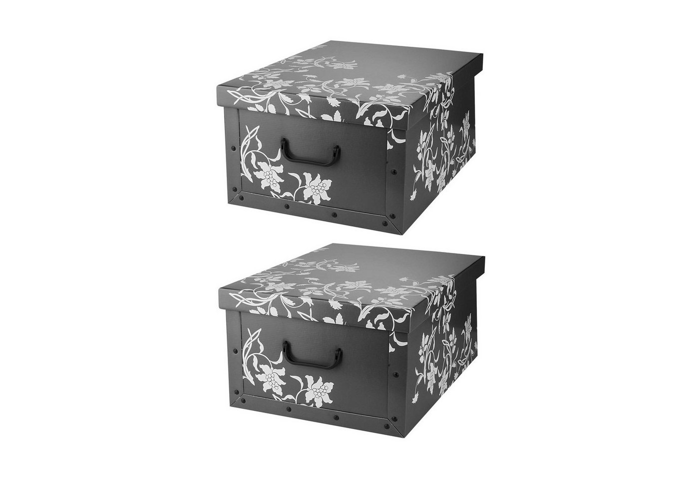 Home4You Aufbewahrungsbox, Aufbewahrungsbox, 2er Set, Grau, B 52 x T 40 cm, (2 St), mit Deckel von Home4You