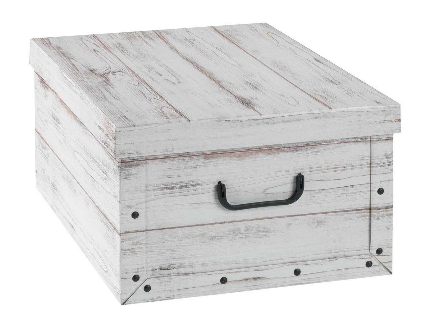 Home4You Aufbewahrungsbox, Papier, Weiß, B 51 cm x T 37 cm, mit Deckel, (1 St), Holzkistenoptik von Home4You