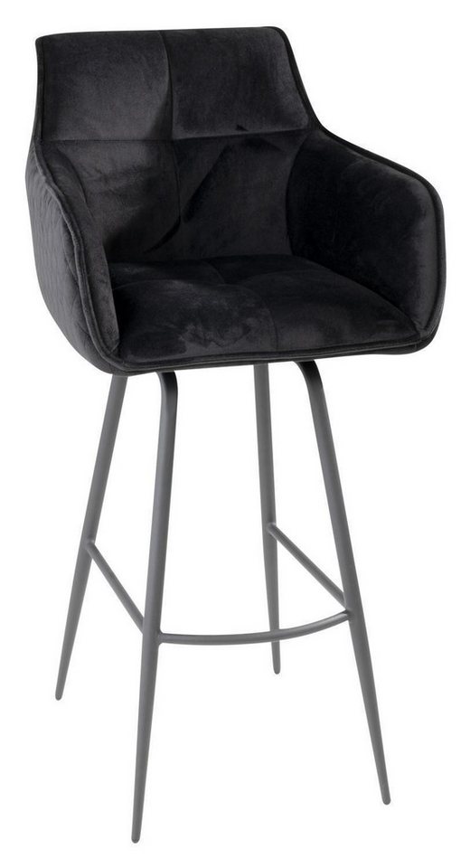 Home4You Barhocker, Schwarz, Samt, Metallgestell, 360 Grad drehbar, (1 St), mit Armlehnen von Home4You