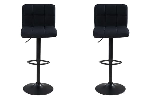 Home4You Barhocker 2er Set - Schwarz - Webstoff - Metallgestell - Höhenverstellbar - Barstuhl Tresenhocker Home4You Barhocker 2er Set - Schwarz - Webstoff - Metallgestell - Höhenverstellbar - Barstuhl Tresenhocker von Home4You