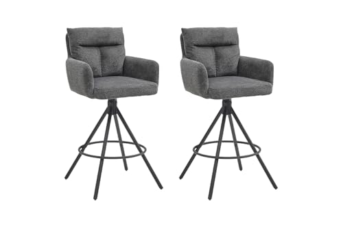 Home4You Barhocker - Dunkelgrau - Schwarz - Webstoffbezug - Metallgestell - drehbar - 2er Set Home4You Barhocker - Dunkelgrau - Schwarz - Webstoffbezug - Metallgestell - drehbar - 2er Set von Home4You