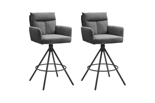 Home4You Barhocker - Grau - Schwarz - Cordbezug - Metallgestell - drehbar - 2er Set Home4You Barhocker - Grau - Schwarz - Cordbezug - Metallgestell - drehbar - 2er Set von Home4You