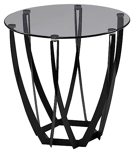 Home4You Beistelltisch - Grau - Schwarz - Ø 50 cm - Glas - Metallgestell Home4You Beistelltisch - Grau - Schwarz - Ø 50 cm - Glas - Metallgestell von Home4You
