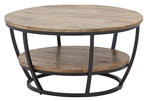 Home4You Couchtisch - Braun - Schwarz - Mangoholz massiv - Metallgestell - Ø 87 cm Home4You Couchtisch - Braun - Schwarz - Mangoholz massiv - Metallgestell - Ø 87 cm von Home4You