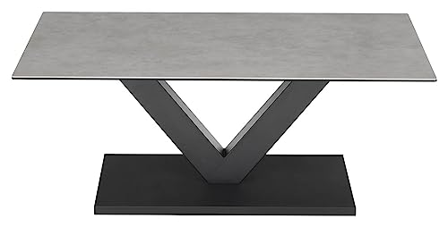 Home4You Couchtisch - Grau - Schwarz matt - 110 x 70 cm - Keramik - Metallgestell von Home4You