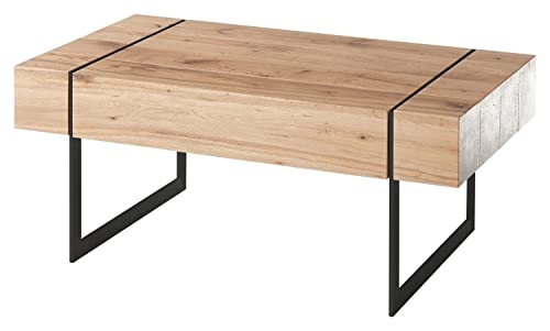 Home4You Couchtisch - furnierte Asteiche geölt - Metallgestell - 110 x 60 cm von Home4You