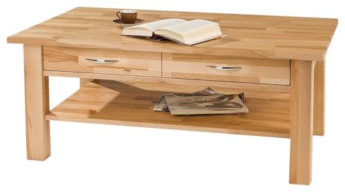 Home4You Couchtisch - mit 2 Schubladen - Ablagefläche - Braun - Kernbuche massiv lackiert - B 110 x H 48 x T 70 cm - Sofatisch Wohnzimmertisch Home4You Couchtisch - mit 2 Schubladen - Ablagefläche - Braun - Kernbuche massiv lackiert - B 110 x H 48 x T 70 cm - Sofatisch Wohnzimmertisch von Home4You