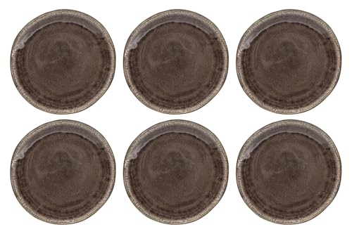 Home4You Dessertteller - Braun - Keramik - glasierte Oberfläche - 6er Set von Home4You
