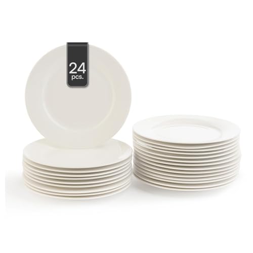 Home4You Dessertteller - Ø 20 cm - Weiß - Bone China - 24er Set von Home4You