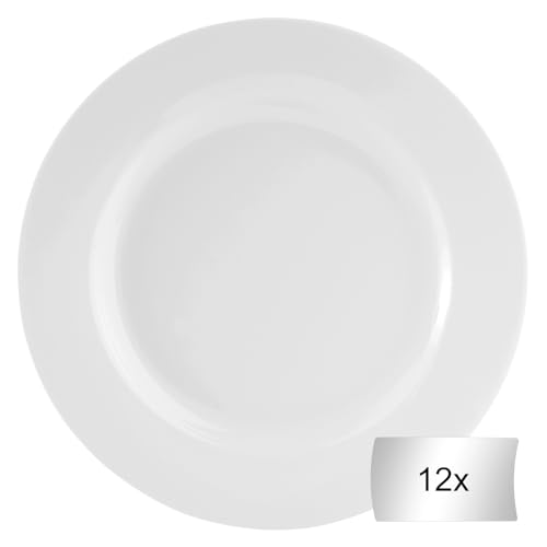 Home4You Dessertteller - Weiß - Ø 20 cm - Porzellan - 12er Set von Home4You