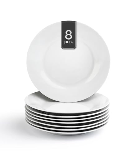 Home4You Dessertteller - Weiß - Ø 20 cm - Porzellan - 8er Set von Home4You