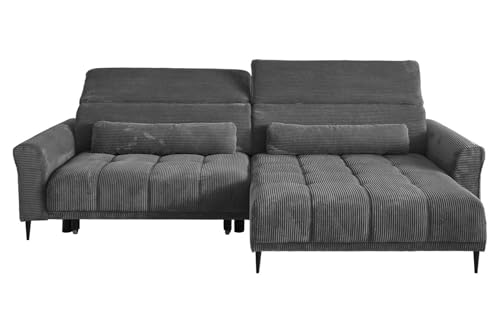 Home4You Ecksofa - 277 x 179 cm - Dunkelgrau - Cord - elektr. SItztiefenverstellung von Home4You