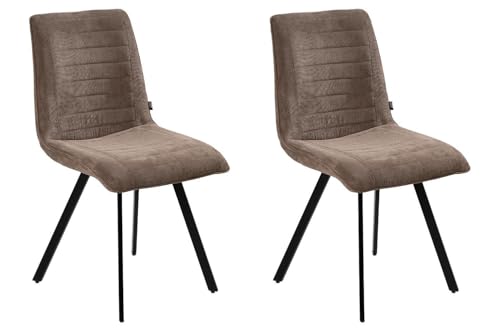 Home4You Esszimmerstühle 2er Set - Braun - Schwarz - Cord - Metallgestell von Home4You