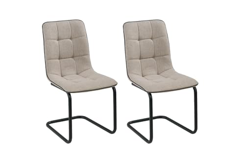 Home4You Esszimmerstuhl 2er Set - Braun - Webstoff - Metallgestell - Schwingstuhl Küchenstuhl Freischwinger Polsterstuhl von Home4You