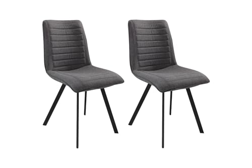Home4You Esszimmerstuhl Küchenstuhl Wohnzimmerstuhl | 2er Set | Grau | Schwarz | Webstoff Home4You Esszimmerstuhl Küchenstuhl Wohnzimmerstuhl | 2er Set | Grau | Schwarz | Webstoff von Home4You
