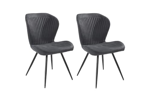 Home4You Esszimmerstuhl Küchenstuhl Wohnzimmerstuhl | 2er Set | Mikrofaser | Anthrazit | Gesteppt Home4You Esszimmerstuhl Küchenstuhl Wohnzimmerstuhl | 2er Set | Mikrofaser | Anthrazit | Gesteppt von Home4You