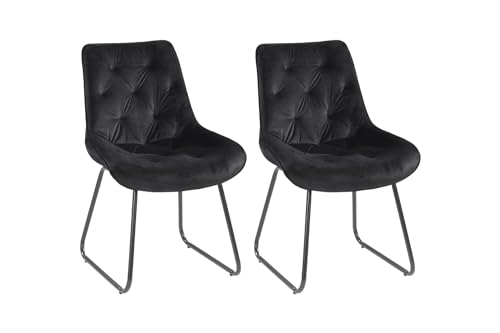 Home4You Esszimmerstuhl Küchenstuhl Wohnzimmerstuhl | 2er Set | Samt | Schwarz | Gesteppt Home4You Esszimmerstuhl Küchenstuhl Wohnzimmerstuhl | 2er Set | Samt | Schwarz | Gesteppt von Home4You