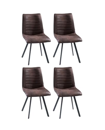 Home4You Esszimmerstuhl Küchenstuhl Wohnzimmerstuhl Drehstuhl Polsterstuhl | 4er Set | Drehbar | Metall | Webstoff | Schwarz von Home4You
