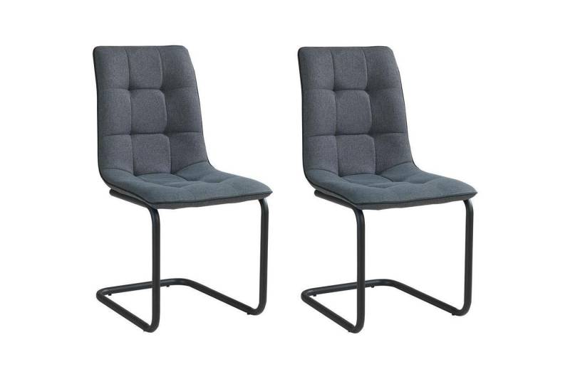 Home4You Freischwinger Schwingstuhl, 2er Set, Dunkelgrau, Webstoff, mit Keder von Home4You