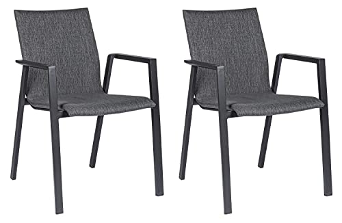 Home4You Gartenstühle 2er Set - Anthrazit - Textilen - Aluminiumrahmen - stapelbar Home4You Gartenstühle 2er Set - Anthrazit - Textilen - Aluminiumrahmen - stapelbar von Home4You