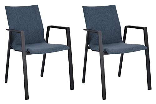 Home4You Gartenstühle 2er Set - Blau - Anthrazit - Textilen - Aluminiumrahmen - stapelbar Home4You Gartenstühle 2er Set - Blau - Anthrazit - Textilen - Aluminiumrahmen - stapelbar von Home4You