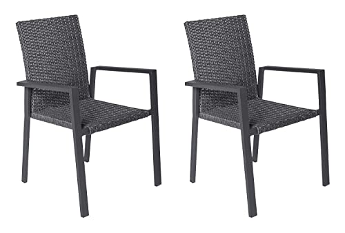 Home4You Gartenstuhl 2er Set Essstuhl Balkonstuhl Mittellehner Stapelstuhl Flechtstuhl | Aluminium | Kunststoffgeflecht | Anthrazit | Grau | Stapelbar Home4You Gartenstuhl 2er Set Essstuhl Balkonstuhl Mittellehner Stapelstuhl Flechtstuhl | Aluminium | Kunststoffgeflecht | Anthrazit | Grau | Stapelbar von Home4You
