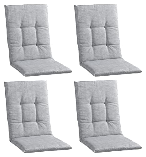 Home4You Gartenstuhlauflagen Mittellehner 4er Set - 108 x 48 cm - Hellgrau - Baumwolle - Polyester - Sesselauflage Sitzpolster Stuhlauflage von Home4You