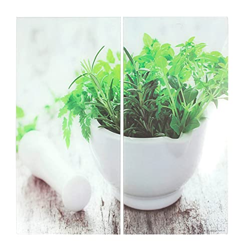 Home4You Herdabdeckplatten - Weiß - Grün - Glas - 30 x 52 cm - Kräuter-Motiv - 2er Set Home4You Herdabdeckplatten - Weiß - Grün - Glas - 30 x 52 cm - Kräuter-Motiv - 2er Set von Home4You