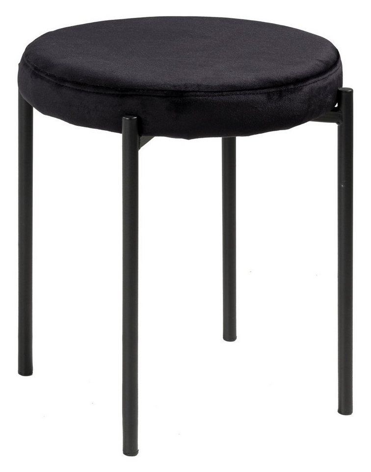 Home4You Hocker, Ø 38 x H 45 cm, Schwarz, Samt, Metallgestell, (1 Stück), stapelbar von Home4You