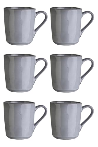 Home4You Kaffeetassen 6er Set - Steingut - Grau - 355 ml - Kaffeebecher Teetassen von Home4You
