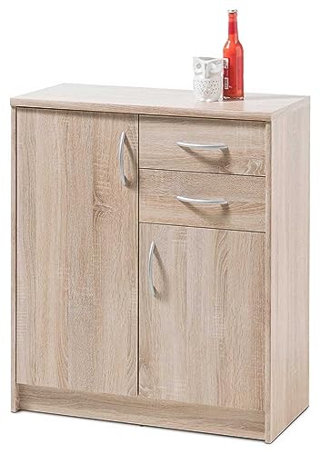 Home4You Kommode Highboard Mehrzweckschrank | Dekor | Eiche Sonoma | 2 Türen | 2 Schubladen von Home4You