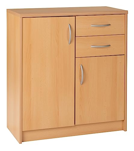 Home4You Kommode mit 2 Türen und 2 Schubladen - Buche - 74 cm breit - Sideboard Mehrzweckschrank von Home4You