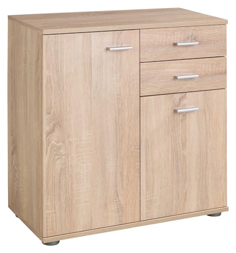 Home4You Kommode mit 2 Türen und 2 Schubladen - Eiche Sonoma - 71 cm breit - Sideboard Mehrzweckschrank von Home4You