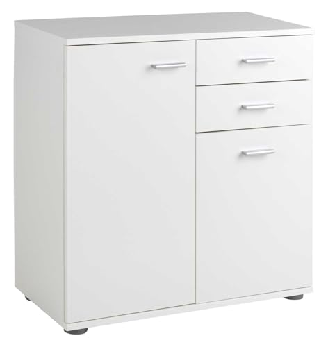 Home4You Kommode mit 2 Türen und 2 Schubladen - Weiß matt - 71 cm breit - Sideboard Mehrzweckschrank von Home4You