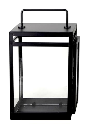 Home4You Laterne - 17 x 31 cm - Schwarz matt - Eisen - Glas - mit Tragegriff von Home4You