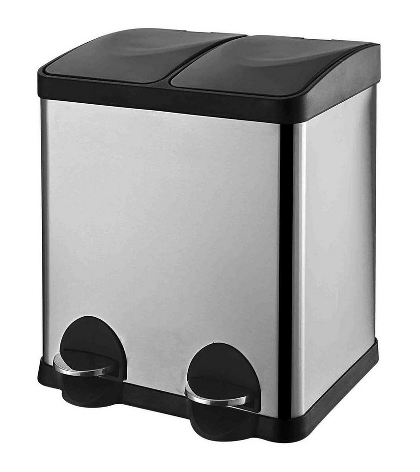 Home4You Mülleimer ECKBERT, Edelstahl, Schwarz, 30 Liter von Home4You