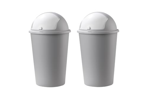 Home4You Mülleimer mit Schiebedeckel - 2er Set - 50 Liter Fassungsvermögen - Kunststoff - Weiß - Grau - Abfalleimer Kosmetikeimer Badezimmereimer Home4You Mülleimer mit Schiebedeckel - 2er Set - 50 Liter Fassungsvermögen - Kunststoff - Weiß - Grau - Abfalleimer Kosmetikeimer Badezimmereimer von Home4You