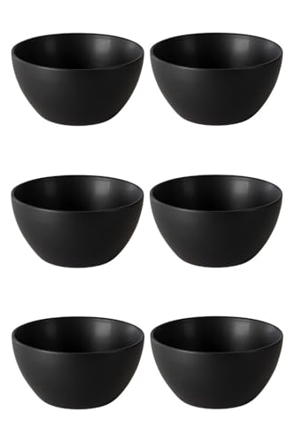 Home4You Müslischalen 6er Set Dessertschalen Salatschüssel - Steingut - Schwarz Matt - Ø 14 cm von Home4You