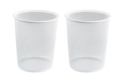 Home4You Papierkörbe 2er Set - Metallgeflecht - Weiß Ø 29,5 cm - 20 Liter - Papiereimer Büroeimer von Home4You