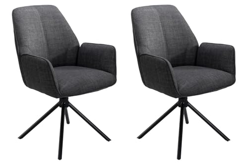 Home4You Polsterstühle - Anthrazit - Schwarz matt - Webstoffbezug - Metallgestell - 2er Set von Home4You