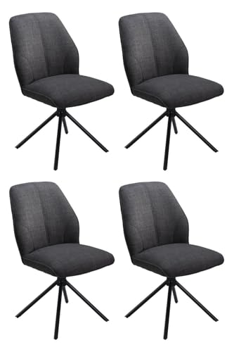 Home4You Polsterstühle - Anthrazit - Schwarz matt - Webstoffbezug - Metallgestell - 4er Set von Home4You
