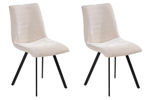 Home4You Polsterstühle - Beige - Schwarz - Cord - Metallgestell - 2er Set von Home4You