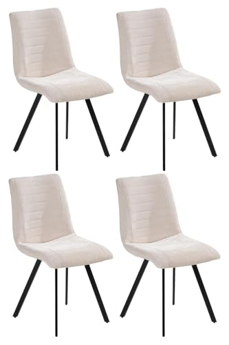 Home4You Polsterstühle - Beige - Schwarz - Cord - Metallgestell - 4er Set von Home4You