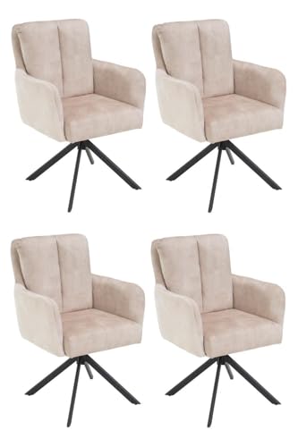 Home4You Polsterstühle - Beige - Schwarz - Stoffbezug - Metallgestell - 180 Grad drehbar - 4er Set von Home4You