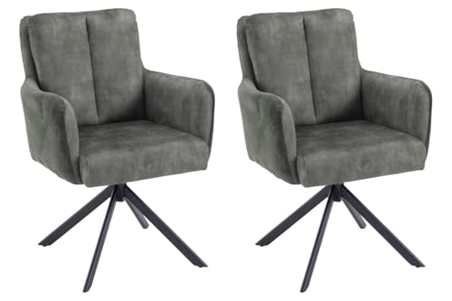 Home4You Polsterstühle - Grau - Schwarz - Stoffbezug - Metallgestell - 180 Grad drehbar - 2er Set von Home4You
