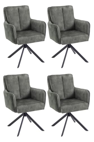 Home4You Polsterstühle - Grau - Schwarz - Stoffbezug - Metallgestell - 180 Grad drehbar - 4er Set von Home4You