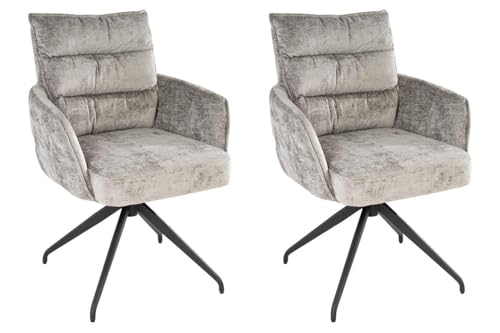 Home4You Polsterstühle - Grau - Schwarz - Webstoff - Metallgestell - 360 Grad drehbar - 2er Set Home4You Polsterstühle - Grau - Schwarz - Webstoff - Metallgestell - 360 Grad drehbar - 2er Set von Home4You