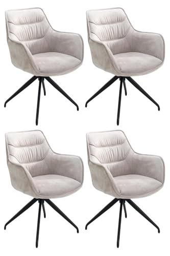 Home4You Polsterstühle - Taupe - Schwarz - Cord - Mikrofaser - Metallgestell - 360 Grad drehbar - 4er Set von Home4You
