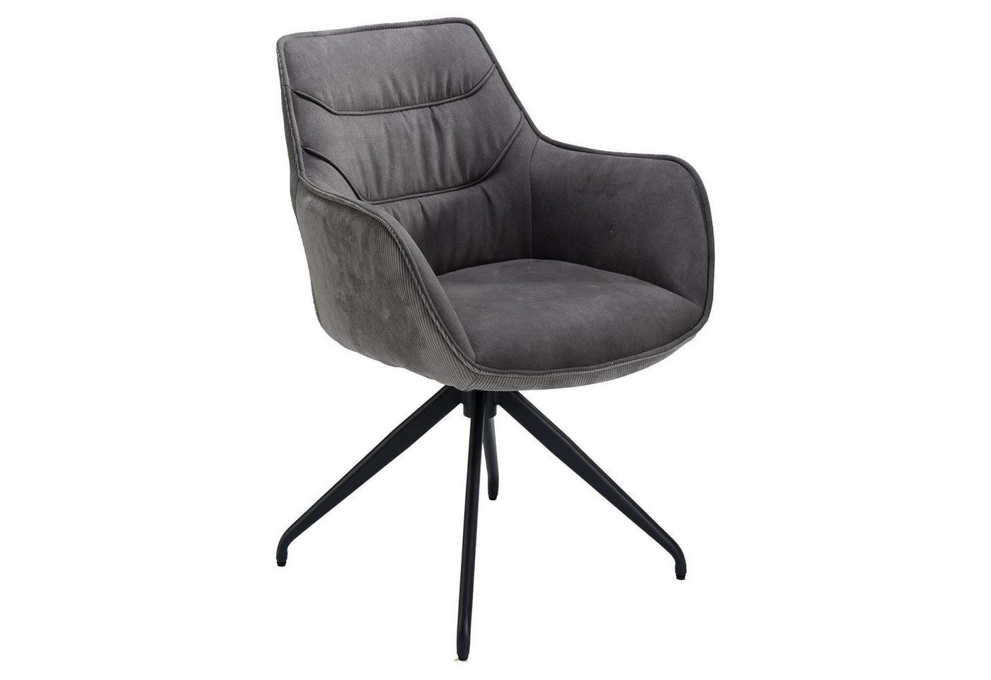 Home4You Polsterstuhl, Grau, Schwarz, Cord, Mikrofaser, (1 St), 360 Grad drehbar von Home4You
